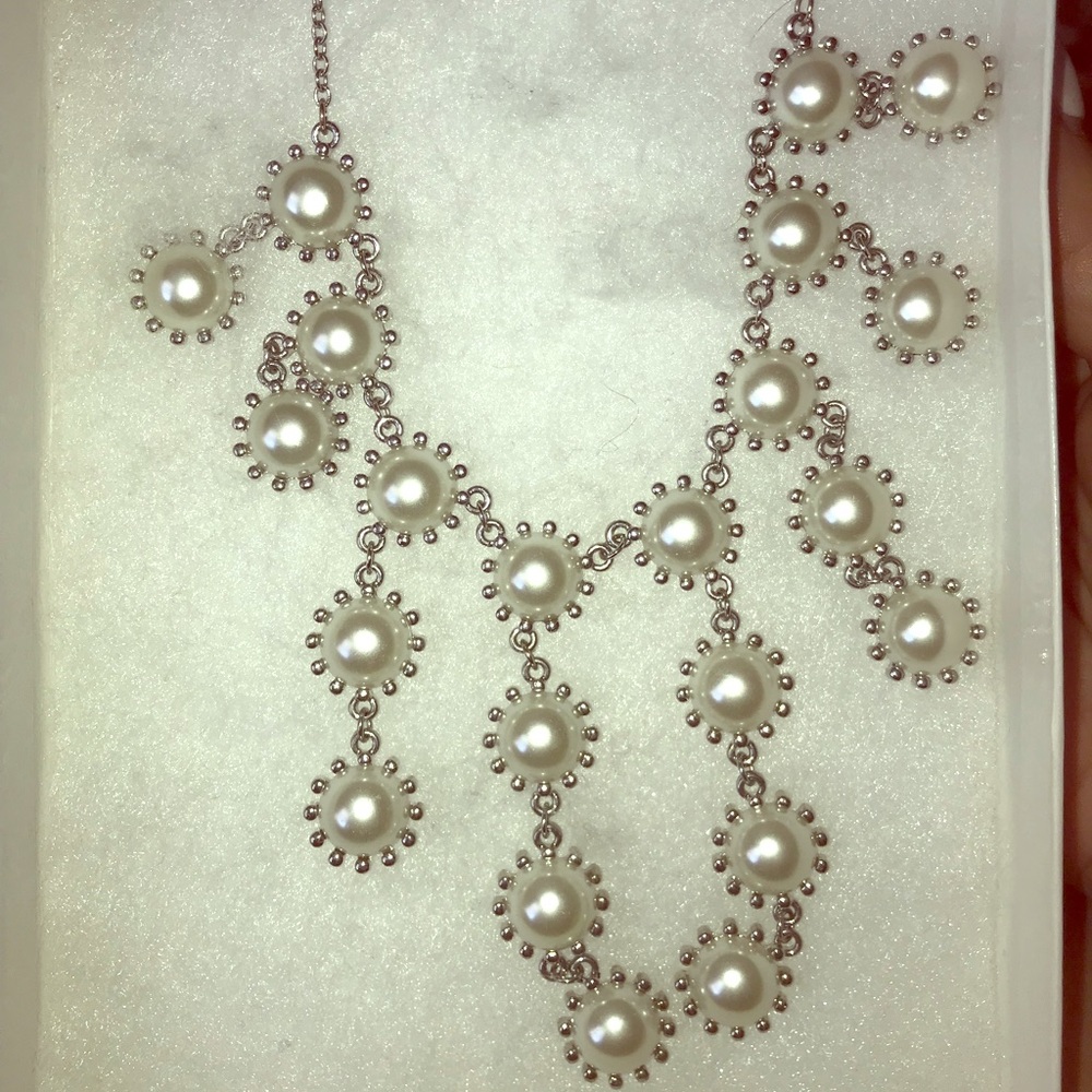 White and Silver Statement Necklace